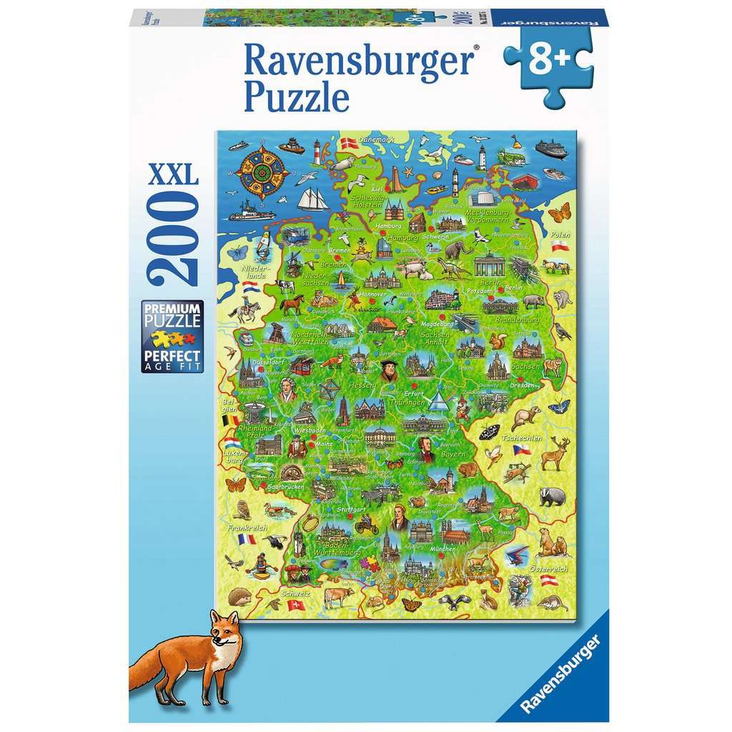 Ravensburger | Bunte Deutschlandkarte | Kinderpuzzle | 200 XXL Teile