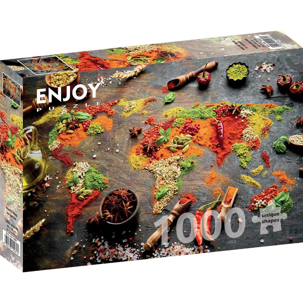 ENJOY Puzzle | 1000 Teile | Weltkarte in Gewürzen