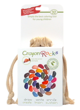 Crayon Rocks EU - 32 Wachsmalstifte in ecrufarbenem Baumwollsäckchen