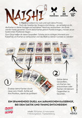 Naishi Brettspiel mit Karten und Spielkomponenten für zwei Spieler