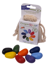 Crayon Rocks | 8 Künstlerische Farben | EU - Buntstifte für moderne Kunst in ecrufarbener Baumwolltasche