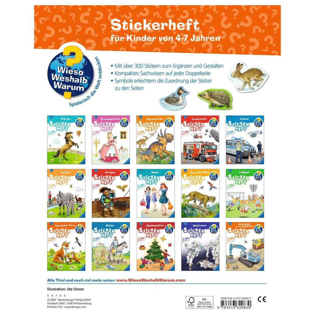 Ravensburger | Wieso? Weshalb? Warum? Stickerheft: Heimische Tiere