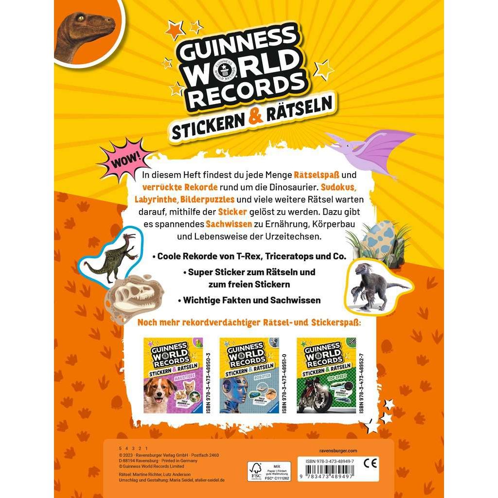 Ravensburger | Guinness World Records: Stickern & Rätseln - Dinosaurier