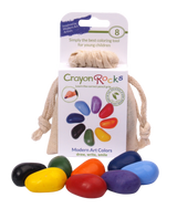 Crayon Rocks | 8 Künstlerische Farben | EU - Buntstifte für moderne Kunst in ecrufarbener Baumwolltasche