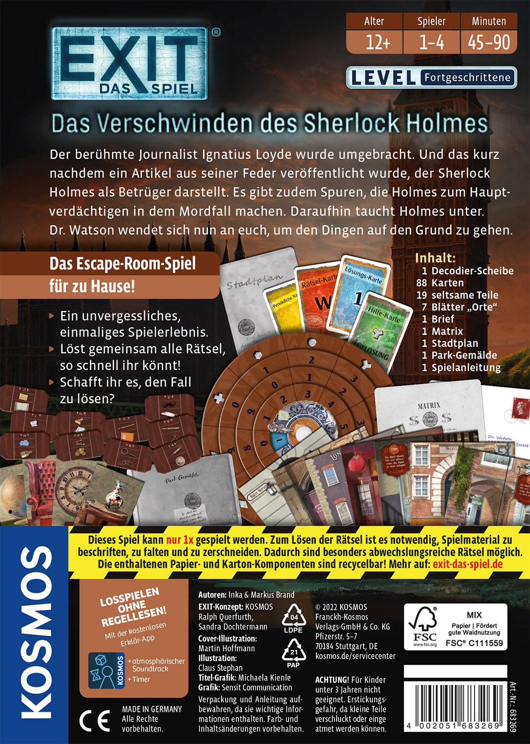 KOSMOS | EXIT® - Das Spiel: Das Verschwinden des Sherlock Holmes (F)