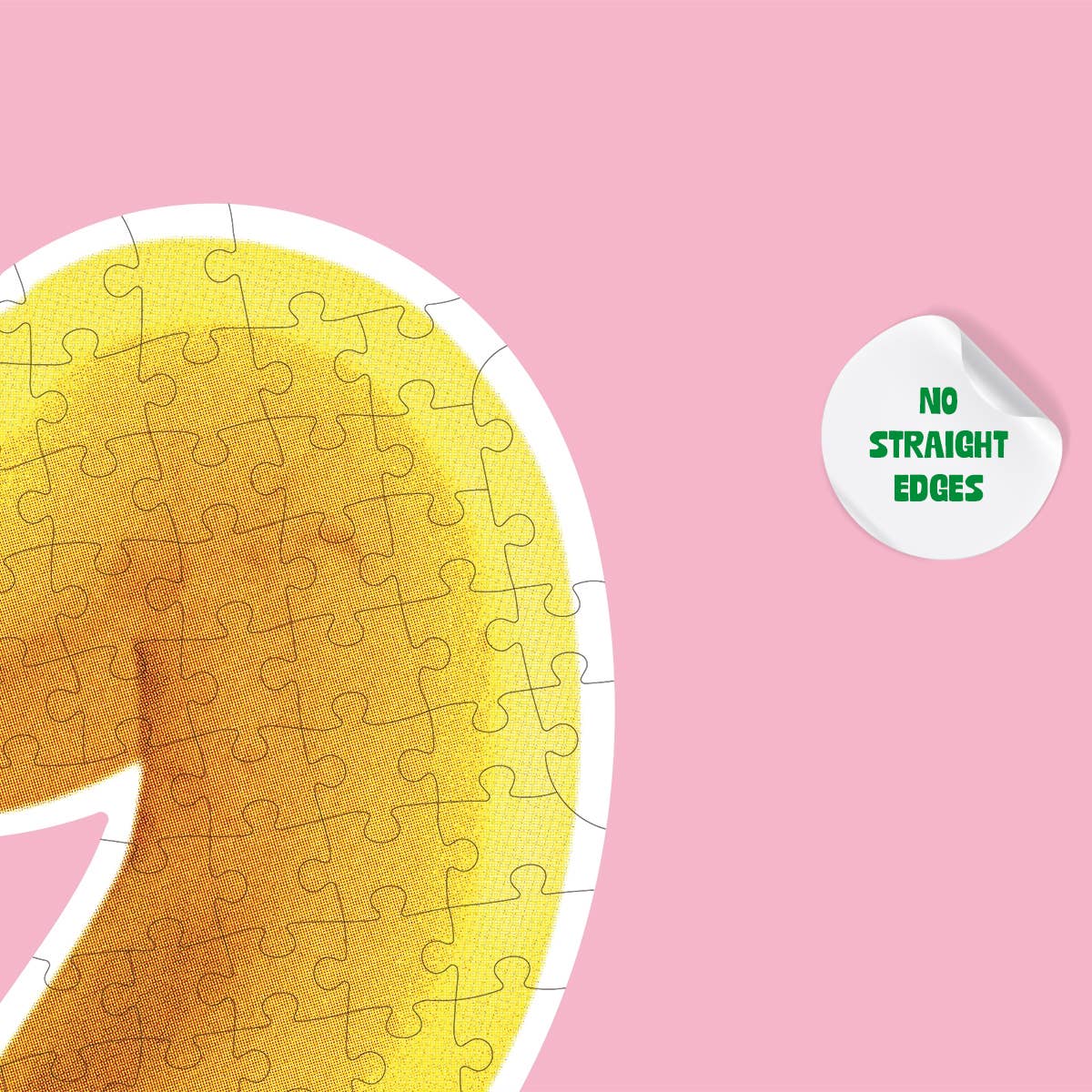 Gelbes Bananen-Puzzle mit weißen Rändern auf rosa Hintergrund, 500 Teile