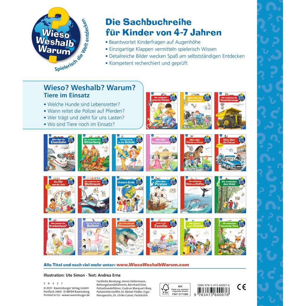 Ravensburger | Wieso? Weshalb? Warum?, Band 16: Tiere im Einsatz