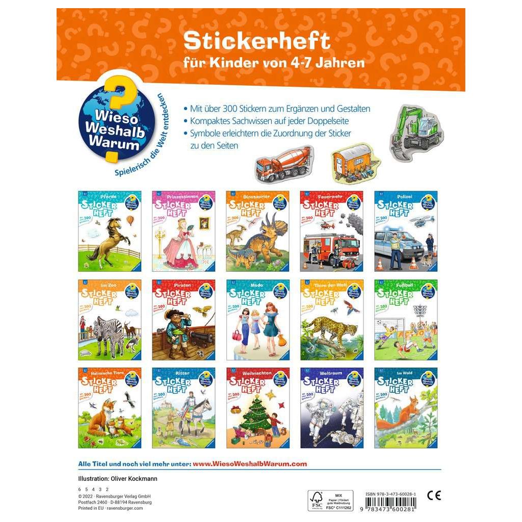 Ravensburger | Wieso? Weshalb? Warum? Stickerheft: Fahrzeuge auf der Baustelle