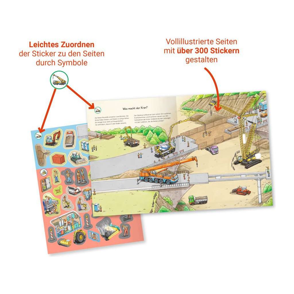 Ravensburger | Wieso? Weshalb? Warum? Stickerheft: Fahrzeuge auf der Baustelle