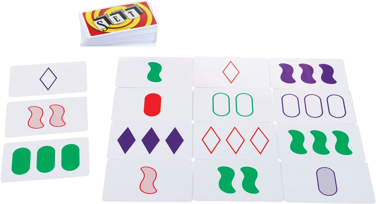 SET Kartenspiel Goliath mit Spielkarten und Symbolen ausgelegt