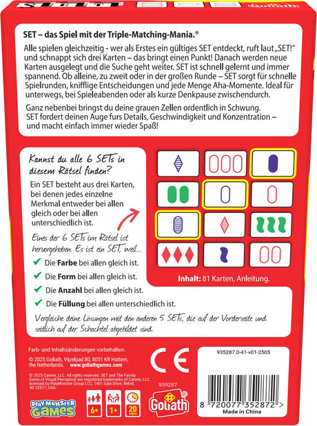 Goliath SET Kartenspiel mit Triple-Matching-Mania, 81 Karten