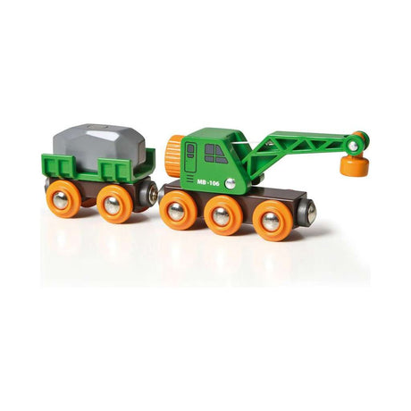 BRIO | Grüner Kranwagen mit Anhänger und Fracht