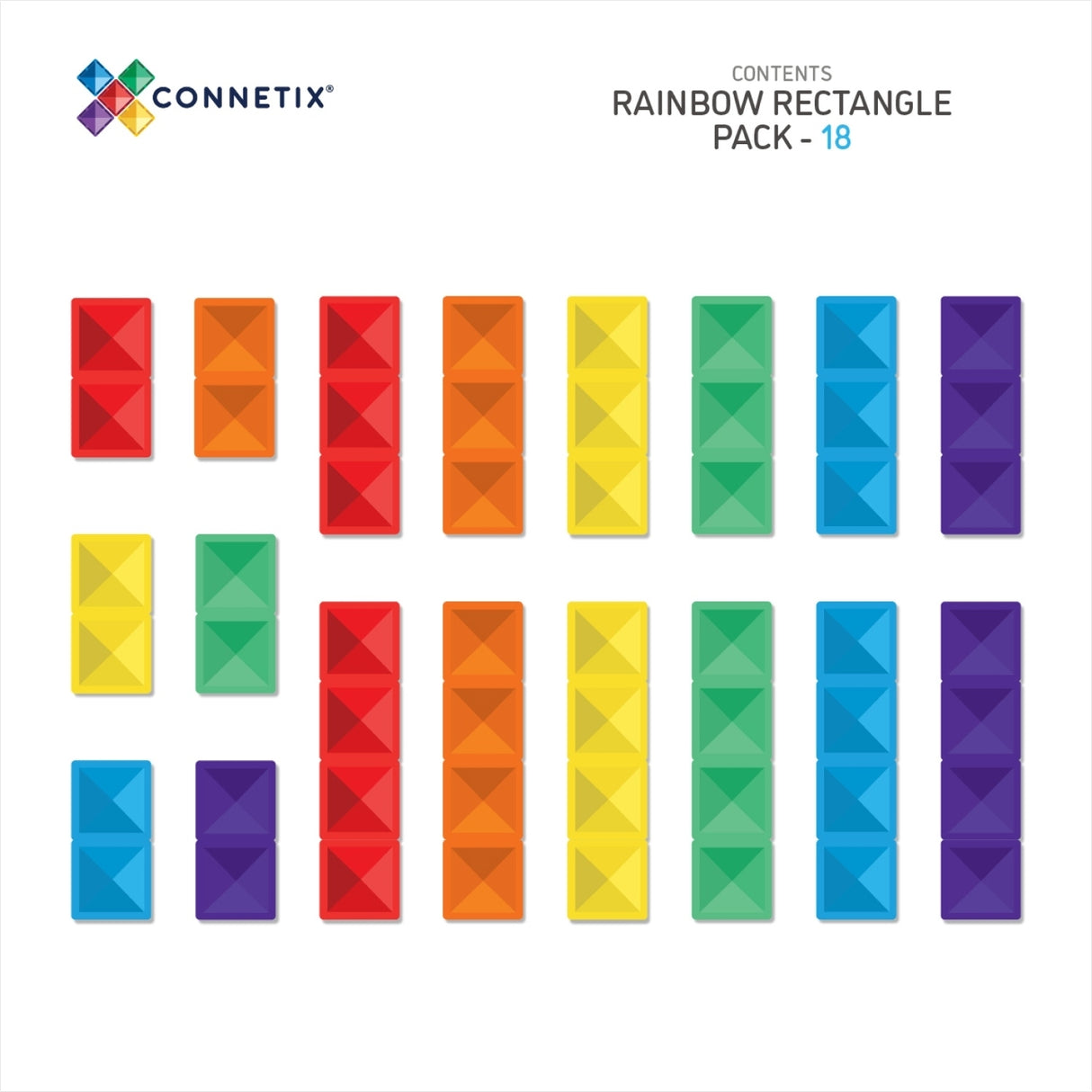 Connetix Magnetbausteine | Rainbow | Rectangle Pack | 18 Teile