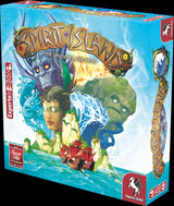 Spirit Island Brettspiel von Pegasus Spiele, Spielebox mit Insellandschaft und Charakteren