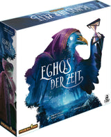 Echos der Zeit Brettspiel Verpackung mit mystischem Vogel und Landschaft