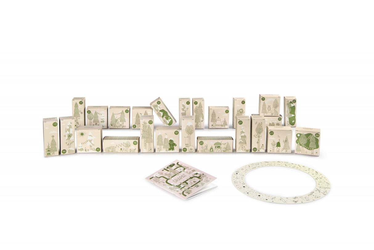 Grapat Adventskalender 2025 mit Holzboxen, Anleitung und Spielmatte