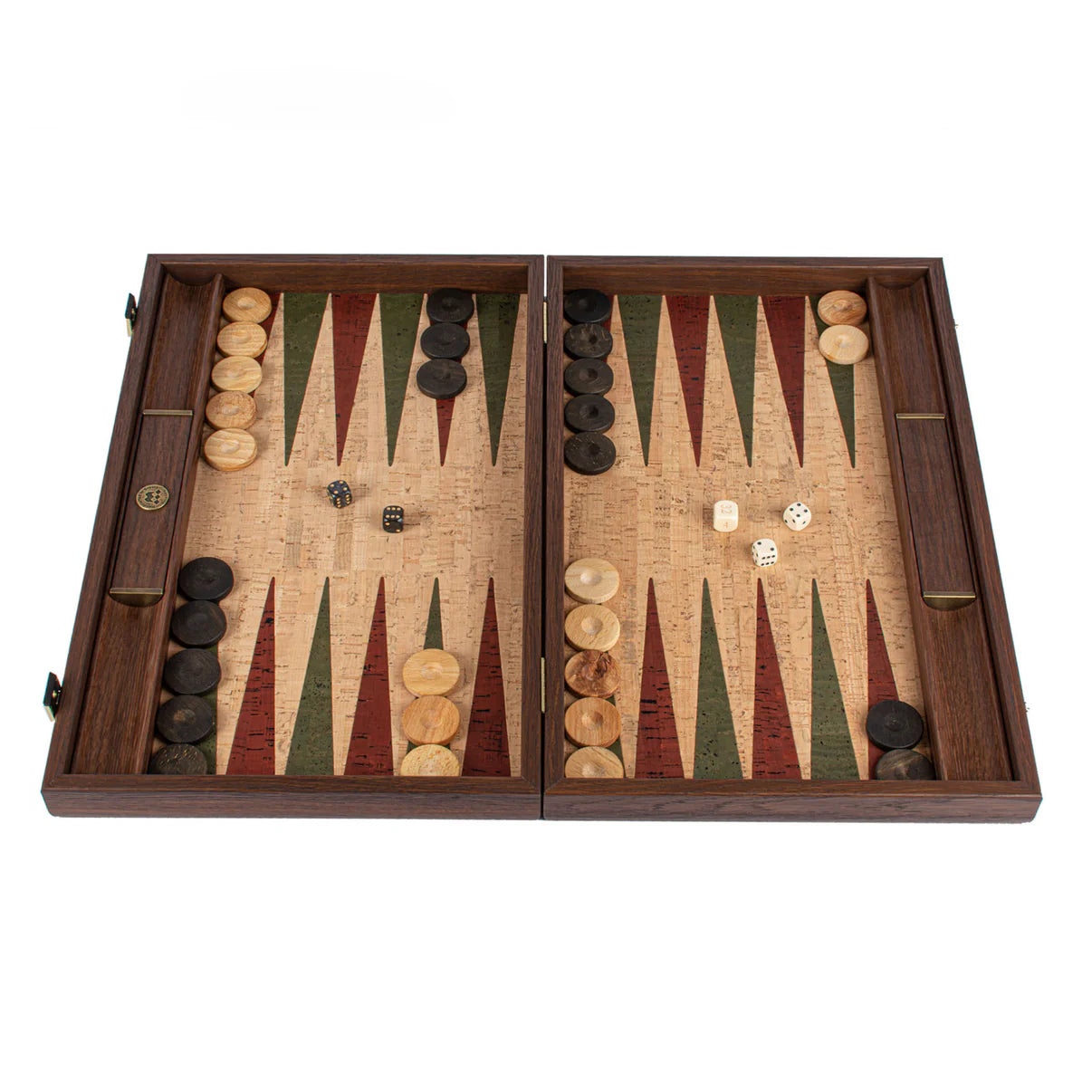 Backgammon | Naturkork mit roten und grünen Punkten | 48x30cm