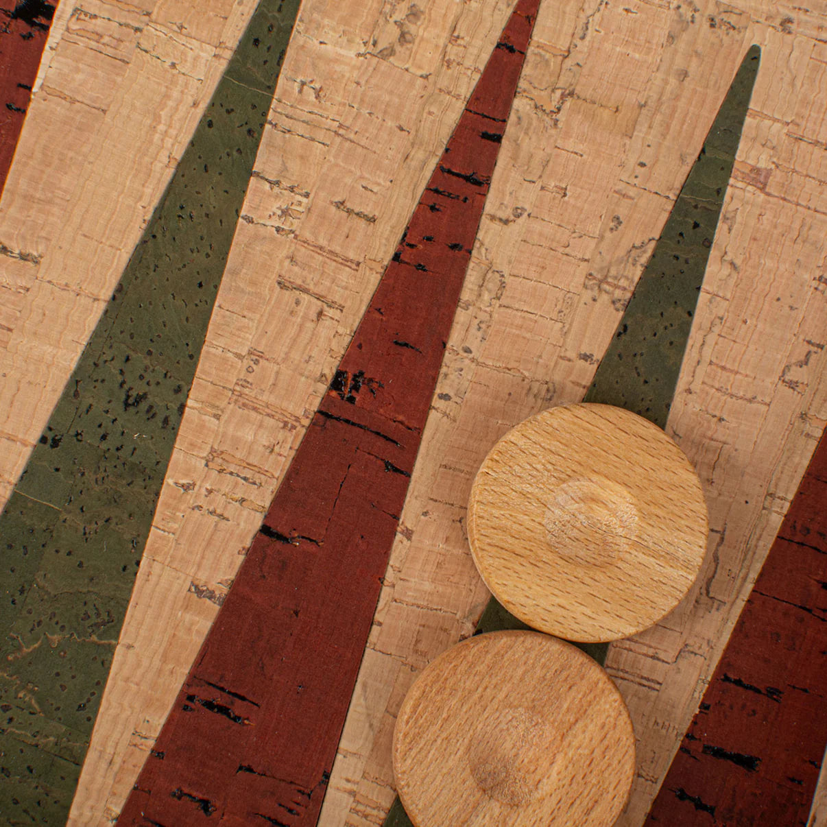 Backgammon | Naturkork mit roten und grünen Punkten | 48x30cm