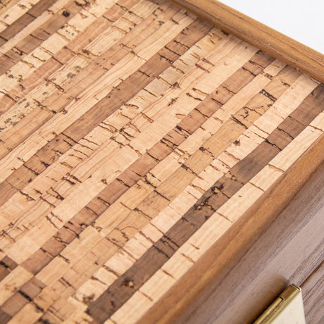 Backgammon | Kork (natur, schwarz) mit grauen und naturfarbenen Ecken | Größe 30x17cm
