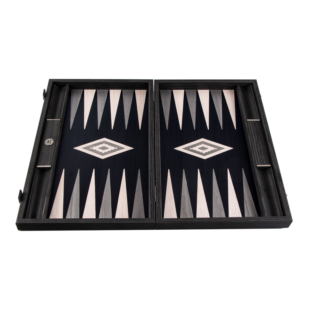 Manopoulos | Backgammon | Schwarze Eiche mit hellgrauen & grauen Punkten - 48x30cm