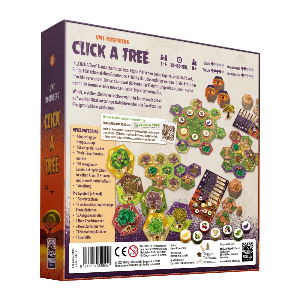 Click a Tree Brettspiel Spielmaterial Hexagon-Plättchen Früchte Marker