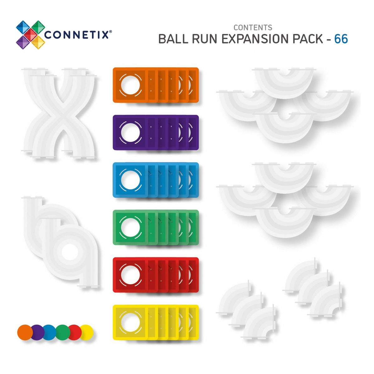 Connetix Magnetbausteine | Rainbow | Kugelbahn - Ball Run | Expansion Pack | 66 Teile