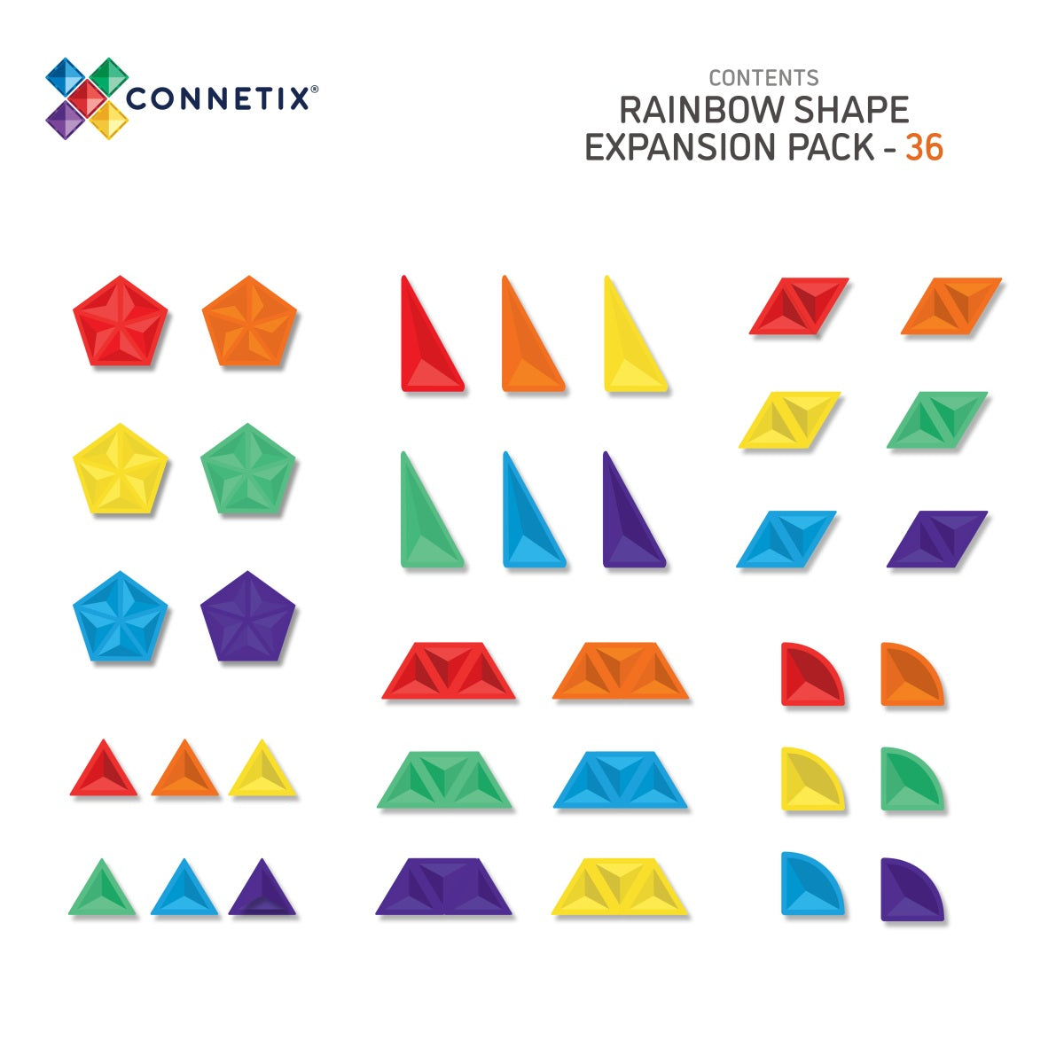 Connetix Magnetbausteine | Rainbow | Shape Expansion Pack | 36 Teile