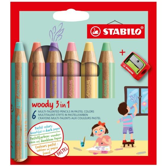 STABILO woody 3in1 Farbstift 10er Etui / Pastell