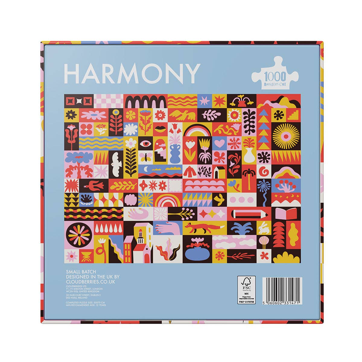 Cloudberries Harmony 1000-Teile-Puzzle mit buntem geometrischem Muster-Design