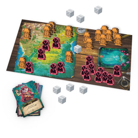 Circus Lost Lights Brettspiel mit Spielbrett, Figuren und Würfeln