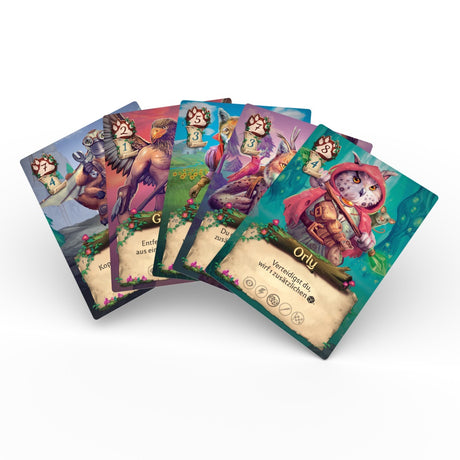 Board Game Circus Lost Lights Spielkarten mit farbenfrohen Charakteren und Nummern