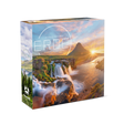 # Erde Brettspiel Spieleschachtel mit isländischer Landschaft und Wasserfall
