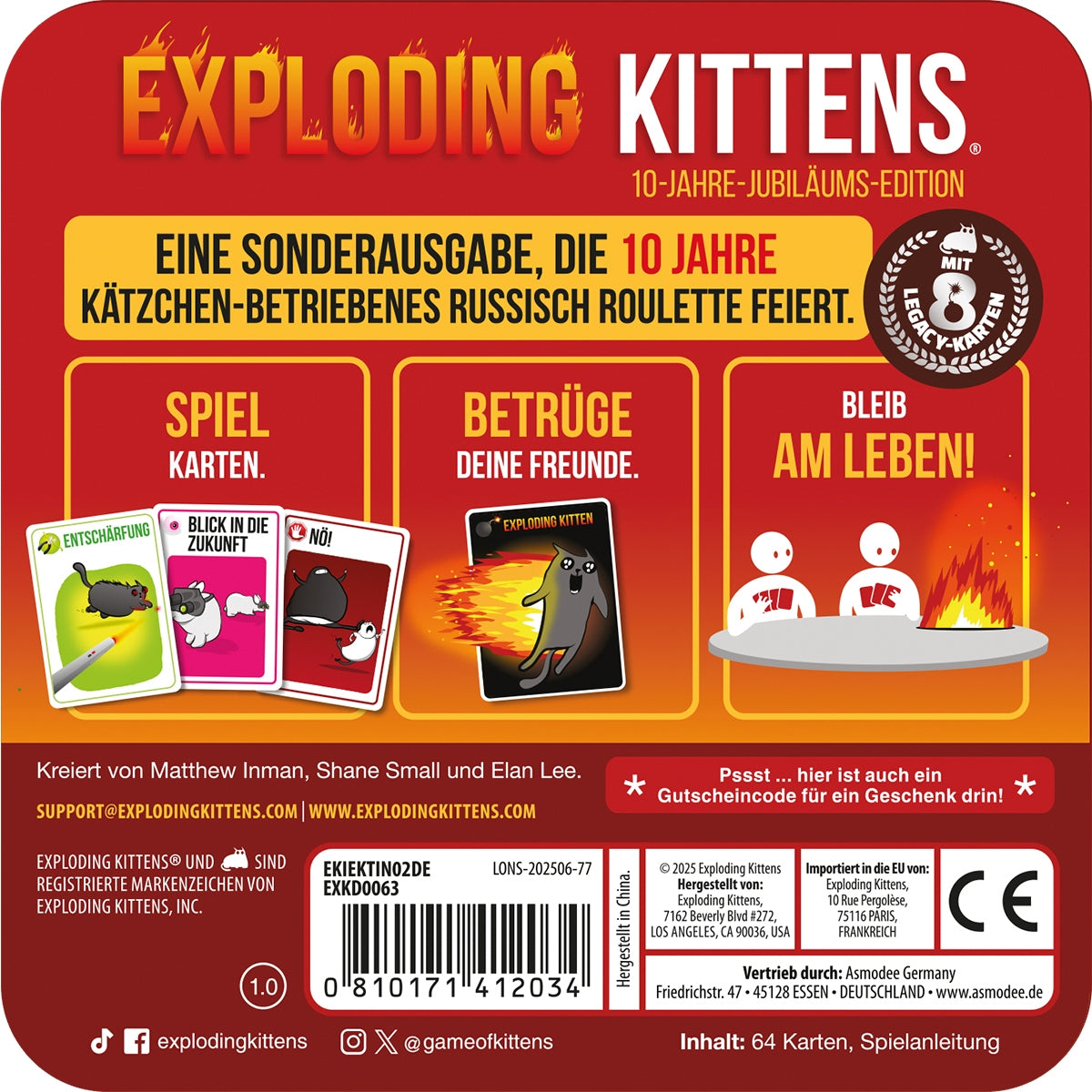 Exploding Kittens: 10-Jahre-Jubiläums-Edition (Tin)
