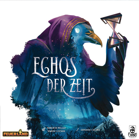 Echos der Zeit Brettspiel mit mystischem Raben und Landschaft