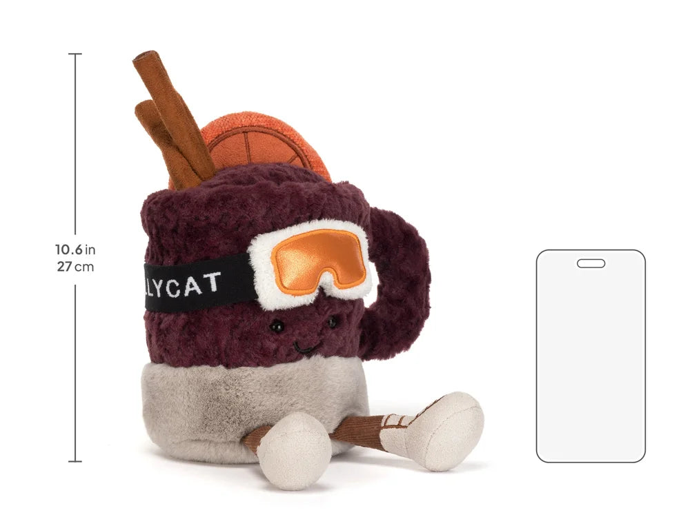 Jellycat Amuseables Glühwein Plüsch, 27cm, mit Skibrille und Zubehör