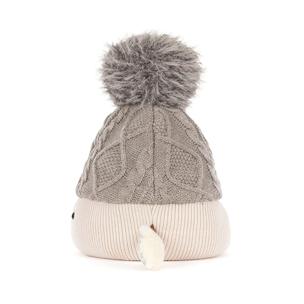 Jellycat Amuseables Pomilly Mütze mit Bommel, grau und beige