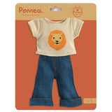 POMEA Puppenkleidung Lovely Ivory mit Löwenshirt und Jeans ; POMEA Puppenkleidung Lovely Ivory mit Löwen-Design für 32cm Puppen ; POMEA Puppenkleidung Lovely Ivory: Löwen-Shirt und Jeans Set ; POMEA Puppe mit blonde Haare, Löwen-Shirt und Jeans-Outfit