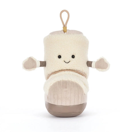 Jellycat Amuseables Perta Snow Boot Plüschtier mit lächelndem Gesicht und Schlaufe