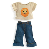POMEA Puppenkleidung Lovely Ivory mit Löwenshirt und Jeans ; POMEA Puppenkleidung Lovely Ivory mit Löwen-Design für 32cm Puppen ; POMEA Puppenkleidung Lovely Ivory: Löwen-Shirt und Jeans Set ; POMEA Puppe mit blonde Haare, Löwen-Shirt und Jeans-Outfit