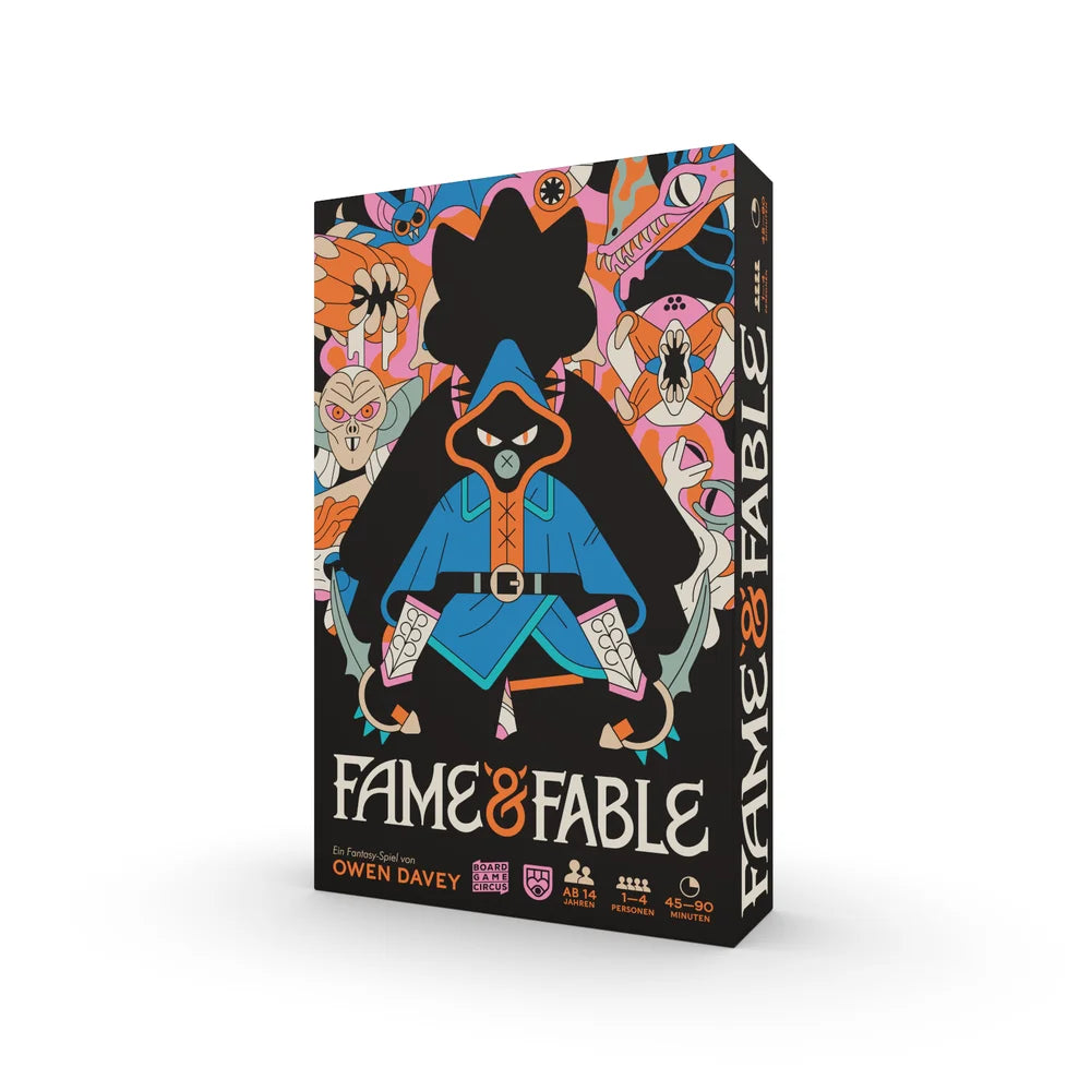 Fame & Fable - Kartonverpackung vom Spiel von Owen Davey - vom Verlag Board Game Circus