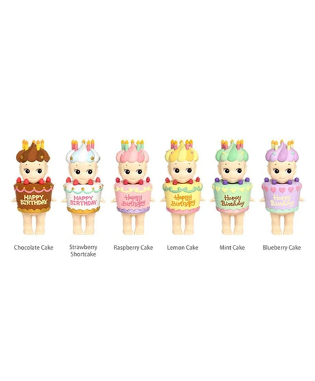 Sonny Angel Happy Birthday Serie - sechs Kuchen-Figuren in verschiedenen Farben