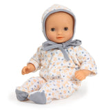 POMEA Puppenkleidung Paloma Strampler mit Kragen, Blumenmuster, 18M ; Pomea Paloma Puppenkleidung Set mit Mütze und Tasche für 18 Monate ; POMEA Puppenkleidung Paloma Set: Strampler, Mütze und Kragen ; POMEA Paloma Puppenkleidung: Babypuppe mit grauem Mütze und gemustertem Strampler