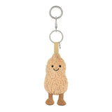 Jellycat Amuseables Erdnuss Schlüsselanhänger mit Lächeln und Metallringen