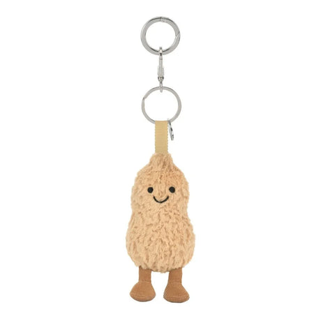 Jellycat Amuseables Erdnuss Schlüsselanhänger mit Lächeln und Metallringen