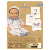 POMEA Puppenkleidung Paloma Strampler mit Kragen, Blumenmuster, 18M ; Pomea Paloma Puppenkleidung Set mit Mütze und Tasche für 18 Monate ; POMEA Puppenkleidung Paloma Set: Strampler, Mütze und Kragen ; POMEA Paloma Puppenkleidung: Babypuppe mit grauem Mütze und gemustertem Strampler