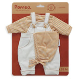 POMEA Puppenkleidung Cannelle: Latzhose mit kariertem Shirt, 18M ; POMEA Puppenkleidung Cannelle Set mit Haube und weißer Kleidung ; POMEA Puppenkleidung Cannelle: Kariertes Shirt mit weißer Latzhose und Haube ; POMEA Puppe in Cannelle Kleidung mit Haube und Strampler