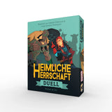 Heimliche Herrschaft Duell Brettspiel Box mit Charakteren Illustration