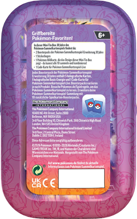 Pokémon-Sammelkartenspiel: Mini-Tin 30 Jahre