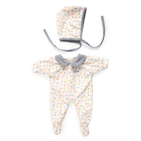 POMEA Puppenkleidung Paloma Strampler mit Kragen, Blumenmuster, 18M ; Pomea Paloma Puppenkleidung Set mit Mütze und Tasche für 18 Monate ; POMEA Puppenkleidung Paloma Set: Strampler, Mütze und Kragen ; POMEA Paloma Puppenkleidung: Babypuppe mit grauem Mütze und gemustertem Strampler
