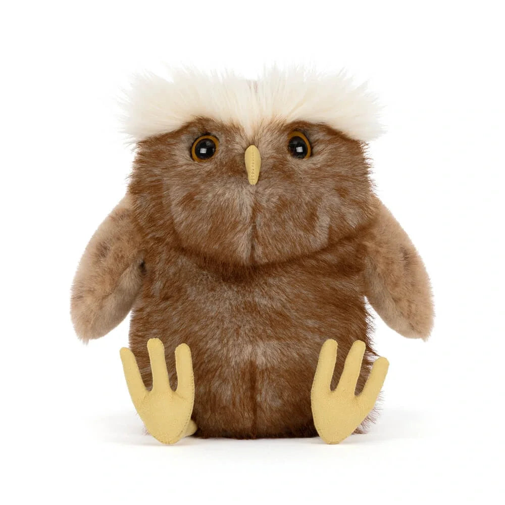 Jellycat Tawoola Owl Plüschtier mit weißem Kopf und braunem Körper